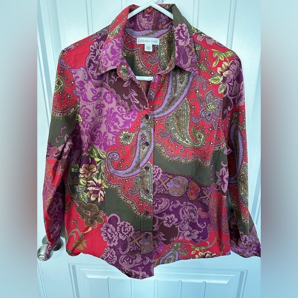 Coldwater Creek Paisley Button Down Shirt Size PXL GUC